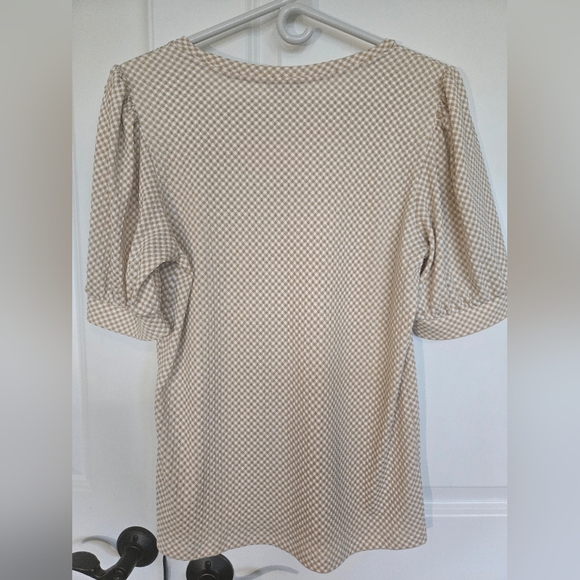 NWT Ann Taylor Factory tan white top - Picture 5 of 5